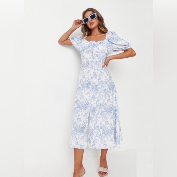 NWT Missguided (sold by ASOS) Toile Milkmaid midi dress Size 14 - Picture 6 of 15